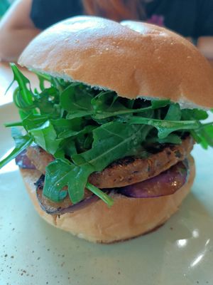 Vegan burger at The Sandwich Bar in Ubud