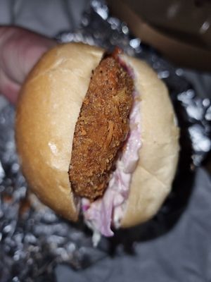 Vegan chikn burger at The Sandwich Bar in Ubud