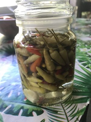 Home made peppers 🔥🔥🔥  at Cannibal Art in Nuku Hiva