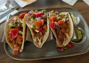 Yummy chickpea tacos at Duncans Bar & Bistro in Irvine