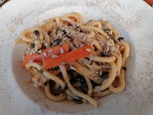 Miso spaghetti at Rostelin in Piran