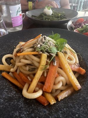 The only vegan option- very delicious- Handmade noodles   at Rostelin in Piran