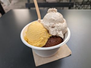 Three scoops in a bowl, yummmmy! at REŸS Glaces Eternelles in Paris