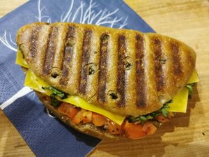 Veganes Panini. Super lecker. 😋 at Dorftanke GmbH in Weibersbrunn