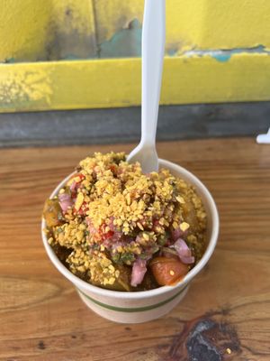 Yuca, eggplant, chimichurri, plantain crunch   at Rellena'o - Kiosko #40 in Luquillo