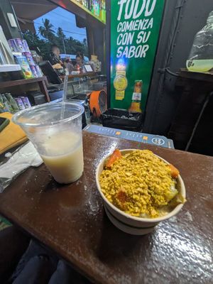 piña colada + yuca mofongo w/ eggplant stew at Rellena'o - Kiosko #40 in Luquillo
