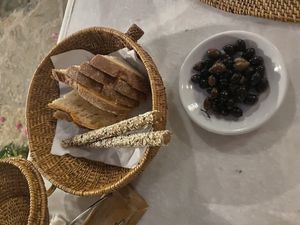Bread and olive nibbles  at Pelagos in Crete