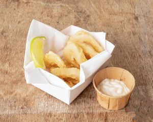 Vegan calamares  at SinSin in Ghent