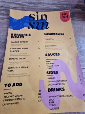 Menu (October 2022) at SinSin in Ghent