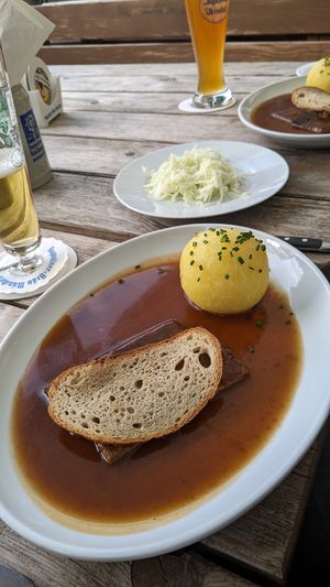Vegan sch... Braten with beer sauce and knödel at Die Post in Herrsching Am Ammersee