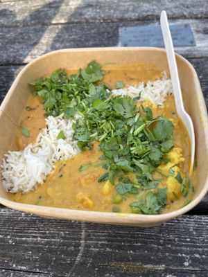 Vegan curry bowl.   at The Spicy Mare in Lynton