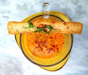 Carrot soup with sweet potato and ginger  at Afrálato in Kalamata