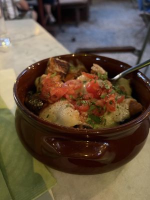 Sweet potato ratatouille with root artichoke bechamel  at Afrálato in Kalamata