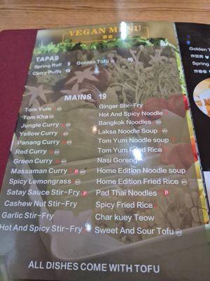 Vegan menu at Home Edition in Dunedin