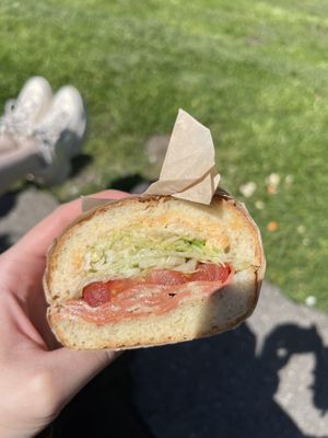 the vegan BLT swapped vegan mayo for spicy mayo   at Sunset Subs in San Francisco
