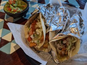 Vegan Thai chili tofu soft flour tacos at Condado Tacos in Ann Arbor