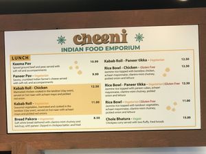 Cheeni menu  at Cheeni Indian Food Emporium in Raleigh