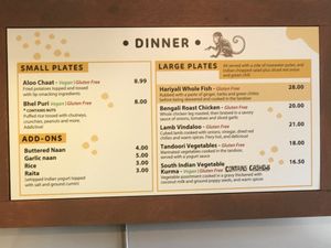 Cheeni menu  at Cheeni Indian Food Emporium in Raleigh