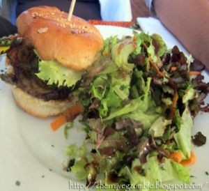 Vegetarian Burger (Vegan without mayonnaise), There are also a vegetarian Tofu Burger. at Institut Francais Leopold Sedar Senghor in Dakar