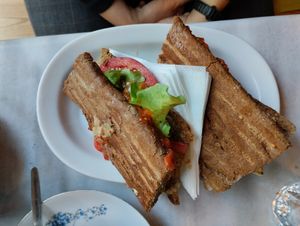 Sandwich with babaganush at Eklektik in Thessaloniki