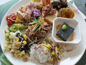plate of food from the buffet at Fresh Bar - 藍天麗池飯店-綠波廊西餐廳 in Hualien