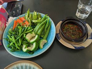 "Steamed veggies and mushroom stew" (B) at Madame Hà in Con Dao