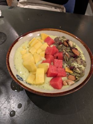 Green smoothie bowl (A) at Madame Hà in Con Dao