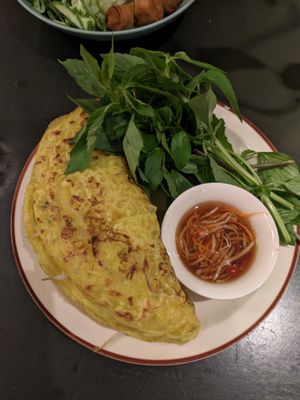 Vietnamese pancakes (A) at Madame Hà in Con Dao