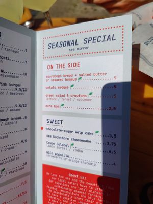 Menu at Blue Bar1 in Utrecht