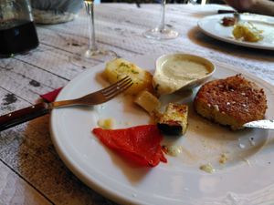 Homemade falafel (there where two, before I dug in😄) at Mesón Sorrosal in Broto