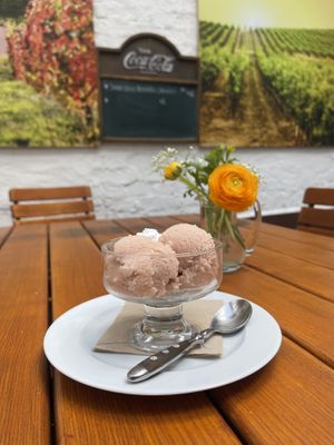 Rhubarb icecream  at Weinstube Eulenspiegel in Speyer