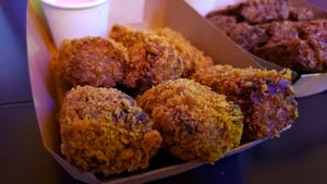 Stick de lentilha (R$16 for a medium portion). Pretty good. Lots of intact lentils inside. Good flavor. at Janaíno Vegan Bar in Curitiba