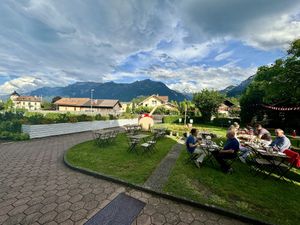 The garden and the mountains  at Fondue Villa & Garden in Unterseen