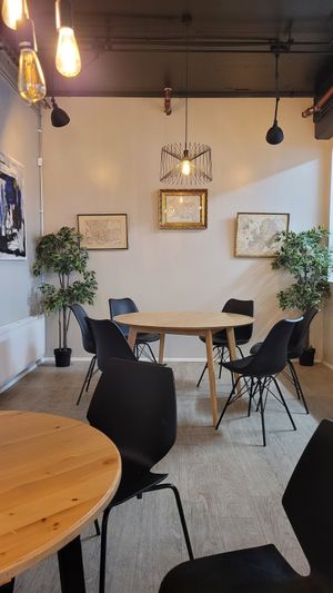 Seating area at Brauðgerðarhús Akureyrar in Akureyri