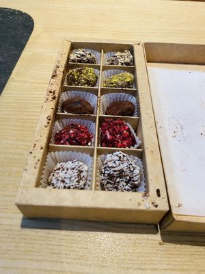 Vegan truffles .  at Pirmas Blynas in Vilnius