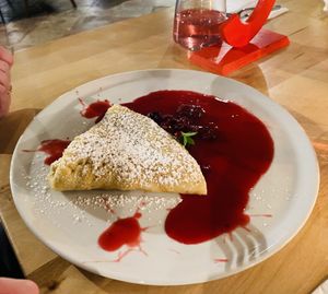 Vegan cherry pancake.  at Pirmas Blynas in Vilnius