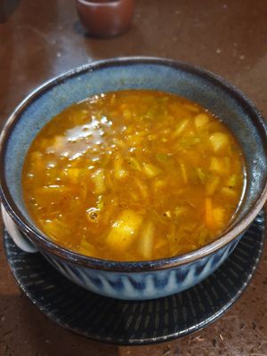 Tom yum soup $7.90 (good but extremely spicy) at Ren Dao Asian Vegetarian in Elsternwick