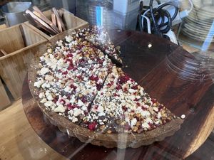 Crostata with chocolate raspberry and nuts  at Momo in Milan