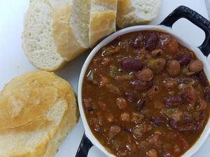 Our Veggie Chili is Vegan. It has a bit of a kick! at The Soup Shop in Melbourne