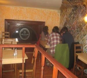 Inside the upstairs dining area. at TiK TaK Hummus Bar in Budapest