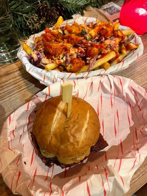 FAUX SUEDE SHOES & BUFFALO CHICK'N DIRTY FRIES. at Rabbit Food @ Meadows Tap in Edinburgh