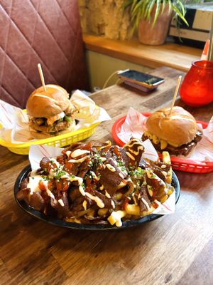 Wok this way special, mac rib and donner loaded fries  at Rabbit Food @ Meadows Tap in Edinburgh