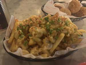 Loaded mac fries   at Rabbit Food @ Meadows Tap in Edinburgh