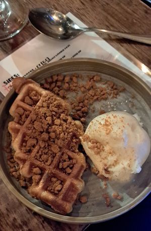 Croissanty waffle with biscoff biscuits and ice cream at Rabbit Food @ Meadows Tap in Edinburgh