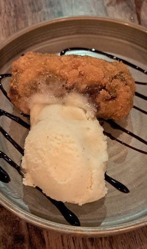 Deep fried 'mars bar' and ice cream at Rabbit Food @ Meadows Tap in Edinburgh