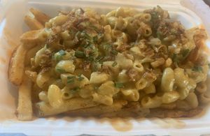 Macaro-nae cheese loaded fries  at Rabbit Food @ Meadows Tap in Edinburgh