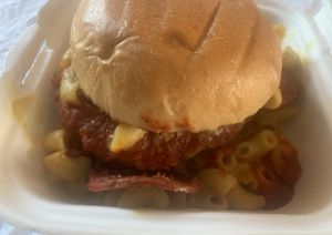 Chik*n pepperoni burger   at Rabbit Food @ Meadows Tap in Edinburgh