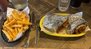 Hulk Hoagan Wrap with added fries  at Rabbit Food @ Meadows Tap in Edinburgh