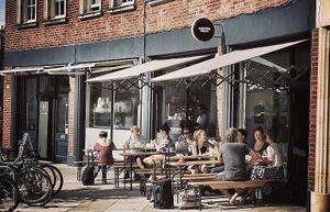 Outdoor seating at The Exploding Bakery in Exeter