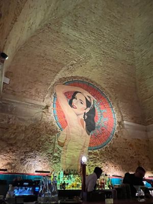 Hi ceilings above the bar at Mini Bar - José Avillez in Lisbon